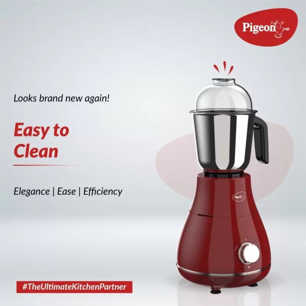 Pigeon Femme 750 Mixer Grinder (3 Jars, Red)