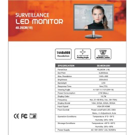 Secureye LED Monitor 48.26 CM (19 Inch) Wide Screen HDMI and VGA