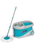 Pigeon Clean Easy Deluxe Spin Mop with Big Wheels and Stainless Steel Wringer (Aqua Green,2 Refills)