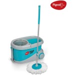 Pigeon Spin Mop-LX with Big Wheels and PVC Wringer Mop Set for Wet and Dry Floor/Wall (Aqua Green, 2 Refills)