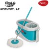 Pigeon Spin Mop-LX with Big Wheels and PVC Wringer Mop Set for Wet and Dry Floor/Wall (Aqua Green, 2 Refills)