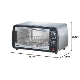 Bajaj 1000Tss Oven Toaster Grill (10 liter Otg),Baking Accessories With Extra Pizza Tray,Stainless Steel Body With Transparent Glass Door,2 Year Warranty,Black&Silver,800 Watts