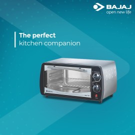 Bajaj 1000Tss Oven Toaster Grill (10 liter Otg),Baking Accessories With Extra Pizza Tray,Stainless Steel Body With Transparent Glass Door,2 Year Warranty,Black&Silver,800 Watts