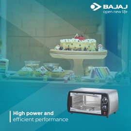 Bajaj 1000Tss Oven Toaster Grill (10 liter Otg),Baking Accessories With Extra Pizza Tray,Stainless Steel Body With Transparent Glass Door,2 Year Warranty,Black&Silver,800 Watts