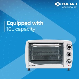 Bajaj 1603T Oven Toaster Grill (Otg) With Baking & Grilling Accessories, Oven For Kitchen With Transparent Glass Door, 2 Year Warranty, White, 1200 Watts, 16 liter