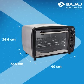Bajaj Majesty 1603 TSS 16L Oven Toaster Griller (16 Litres OTG) Baking & Grilling Accessories, Oven for Kitchen with Stainless Steel Body, 2 Year Warranty, Black & Silver,1200 Watts