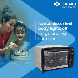 Bajaj Majesty 1603 TSS 16L Oven Toaster Griller (16 Litres OTG) Baking & Grilling Accessories, Oven for Kitchen with Stainless Steel Body, 2 Year Warranty, Black & Silver,1200 Watts