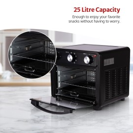 Pigeon Air Fryer Oven 25L 2-in-1 Appliance (OTG + Airfryer) 1400 Watts Air Fry, Bake, Broil, Toast, Defrost (Black) Without Rotisserie