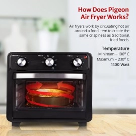 Pigeon Air Fryer Oven 25L 2-in-1 Appliance (OTG + Airfryer) 1400 Watts Air Fry, Bake, Broil, Toast, Defrost (Black) Without Rotisserie Pigeon Air Fryer Oven 25L 2-in-1 Appliance (OTG + Airfryer) 1400 Watts Air Fry, Bake, Broil, Toast, Defrost (Black) Without Rotisserie