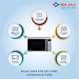 Bajaj 20 Liters Grill Microwave Oven with Jog Dial (2005 ETB, White)