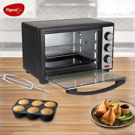 Pigeon Electric Oven 20 Liters OTG with Grill and Rotisserie, Oven Toaster and Grill for Grilling and Baking Cakes (Grey)