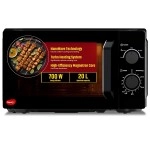 Pigeon 20L Nano Wave Solo Microwave Oven | 700 Watts | 5 power levels (Re-Heat, Pop, Cook, Steam, Defrost - SKSMWO20L) Black