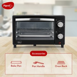 Pigeon Oven Toaster Grill 9 Liters OTG without Rotisserie for Oven Toaster and Grill for grilling and baking Cakes (Grey)