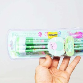 12 pcs Pencil, Sharpener and Cap set