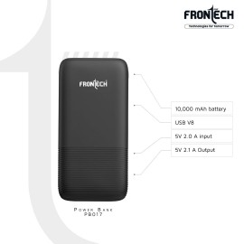 Frontech 10000MAH Polymer Battery Power Bank - PB-017, Black