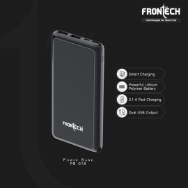 Frontech 10000 mAh Lithium Polymer Power Bank PB-018 with Fast Charging, Black