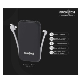 Frontech 10000MAH Polymer Battery Power Bank - PB-019, Black