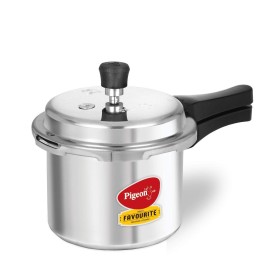 Pigeon Favourite Induction Base Aluminium Pressure Cooker with Outer Lid, 3 Liters (Silver)