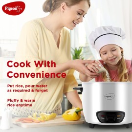 Pigeon Joy 1.8 Liter Electric Rice Cooker 700 Watt, White