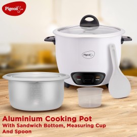 Pigeon Joy 1.8 Liter Electric Rice Cooker 700 Watt, White
