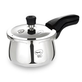 Pigeon Brio Triply Outer Lid Pressure Cooker 2 Liter, Stainless Steel induction & Gas compatible Cooker, Silver