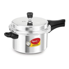 Pigeon Deluxe Aluminium Outer Lid Pressure Cooker, 3 Liters, Silver