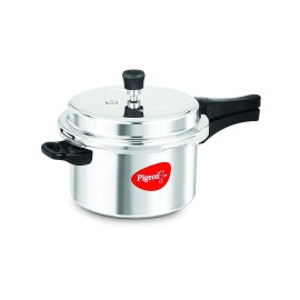 Pigeon Deluxe Aluminium Outer Lid Pressure Cooker, 3 Liters, Silver