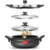 Pigeon All in One Super Cooker Aluminium with Outer Lid Induction and Gas Stove Compatible 3 Litre Capacity for Healthy Cooking,Black