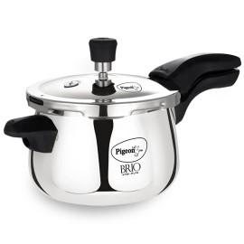 Pigeon Brio Tri-Ply Stainless Steel Induction Base Pressure Cooker 5 Litre Outer Lid,Grey