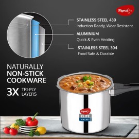 Pigeon Elite Shine Triply Pressure Cooker - 1.5L Outer lid