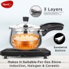 Pigeon Inox Pro Stainless Steel 5 Liter Pressure cooker with Glass lid (Induction and Gas stove compatible)