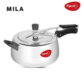 Pigeon Mila 5 Ltr Aluminium With Induction Base Pressure Cooker (Inner Lid, Silver)