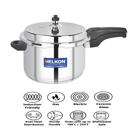 Nelkon Stylo Stainless Steel Induction Pressure Cooker Silver 5 Litre + Paras Hot Meal Casserole 