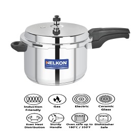 Nelkon Stylo Stainless Steel Induction Pressure Cooker Silver 5 Litre