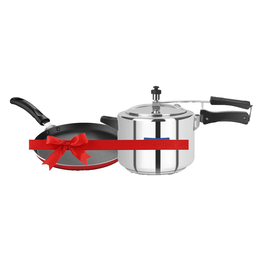 Nelkon Swera 5 Ltr Induction Bottom Pressure Cooker + Pigeon Favourite Non-Stick Flat Tawa 280