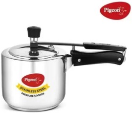 Pigeon Inox Stainless Steel Pressure Cooker 2 Liter Inner Lid Induction Bottom (Stainless Steel)