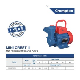 Crompton 0.5HP SP Mini Crest II Water Pump (Multicolor)