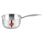Pigeon Elite Stainless Steel Triply Sauce Pan 16 cm, Gas Stove and Induction Compatible - Silver