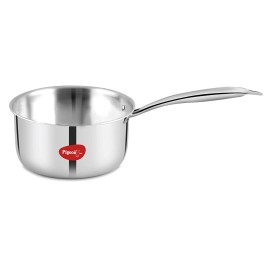 Pigeon Elite Stainless Steel Triply Sauce Pan 18 cm, Gas Stove and Induction Compatible - Silver