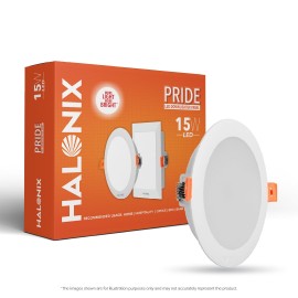 Halonix 15W 6500K Pride recessed led downlighter Cut Out- 5.15 inch, Dia- 6.2 inch Led Ceiling Light for Home, Shop and Office