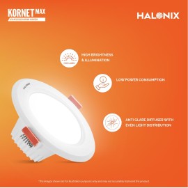 Halonix 9W 6500K Cool White Junction box led downlighter Cut out- 2.95 inch, Dia- 4.13, Height- 1.96 inch PF-: >0.50, CRI- >80 Led Ceiling Light for Home, Shop and Office