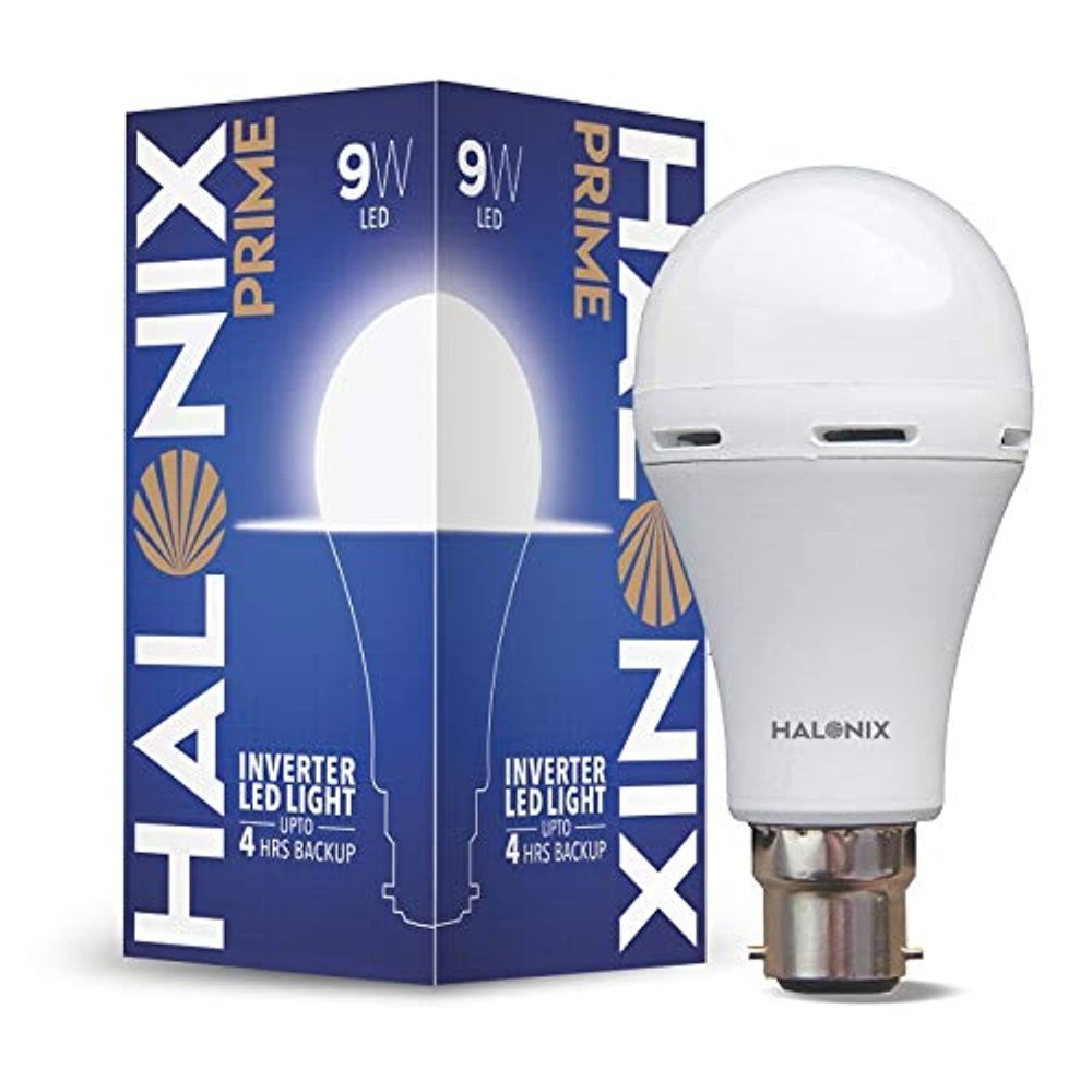 Halonix Prime 9W B22D 6500K Cool Day Light Inverter Rechargeable Emergency Led Bulb Pack of 1
