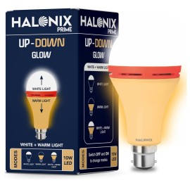Halonix 10W Up Down Glow Yellow & White 3 modes led bulb Switch On-Switch Off to change led bulb color Decorative led bulb b22d