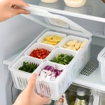 Fridge Storage Boxes, Freezer Storage Containers, Kitchen Storage Set, Vegetable Storage, Draining Crisper Refrigerator Food Box (1), White, Plastic