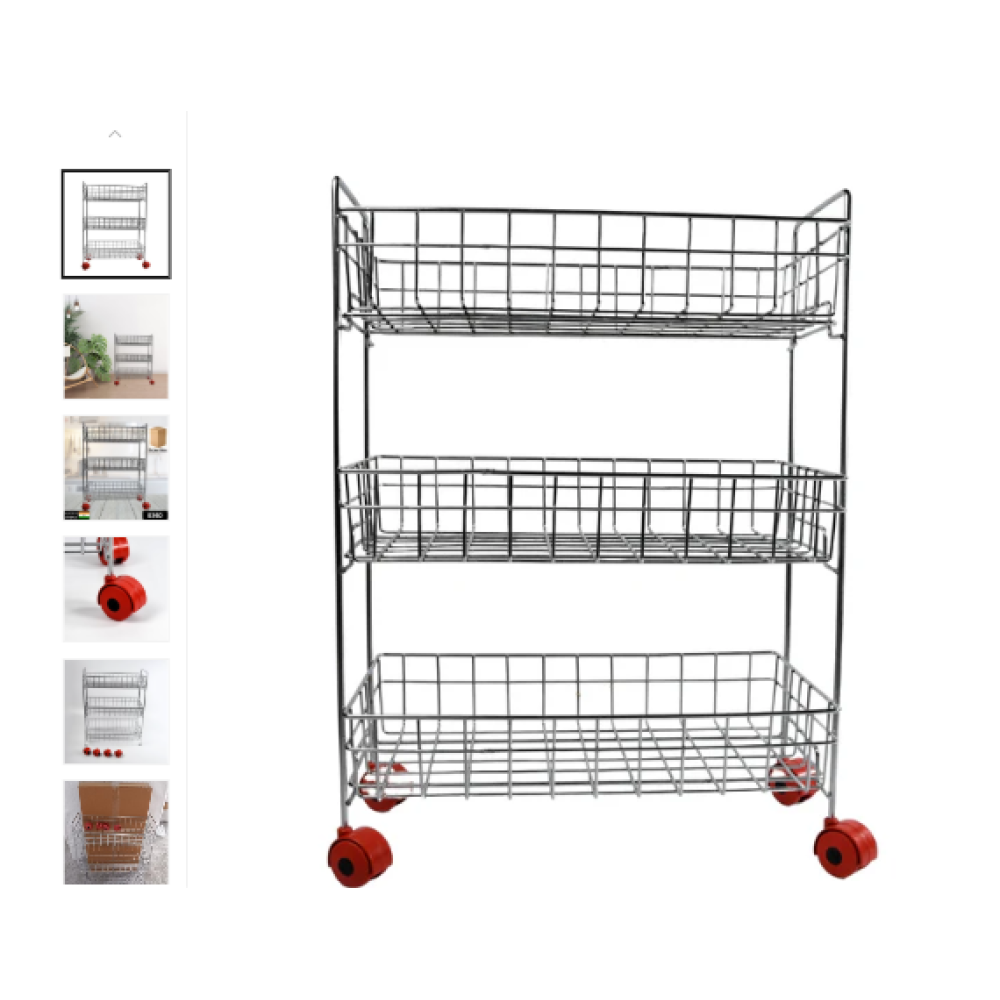 3-Tier Stainless Steel Kitchen Trolley, Fruit & Vegetable Rack