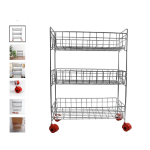 3-Tier Stainless Steel Kitchen Trolley, Fruit & Vegetable Rack