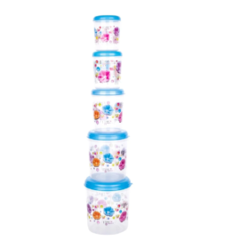 Plastic Transparent Container Air Tight Dabba Set (3000ml, 2000ml, 1000ml, 750ml, 500ml)