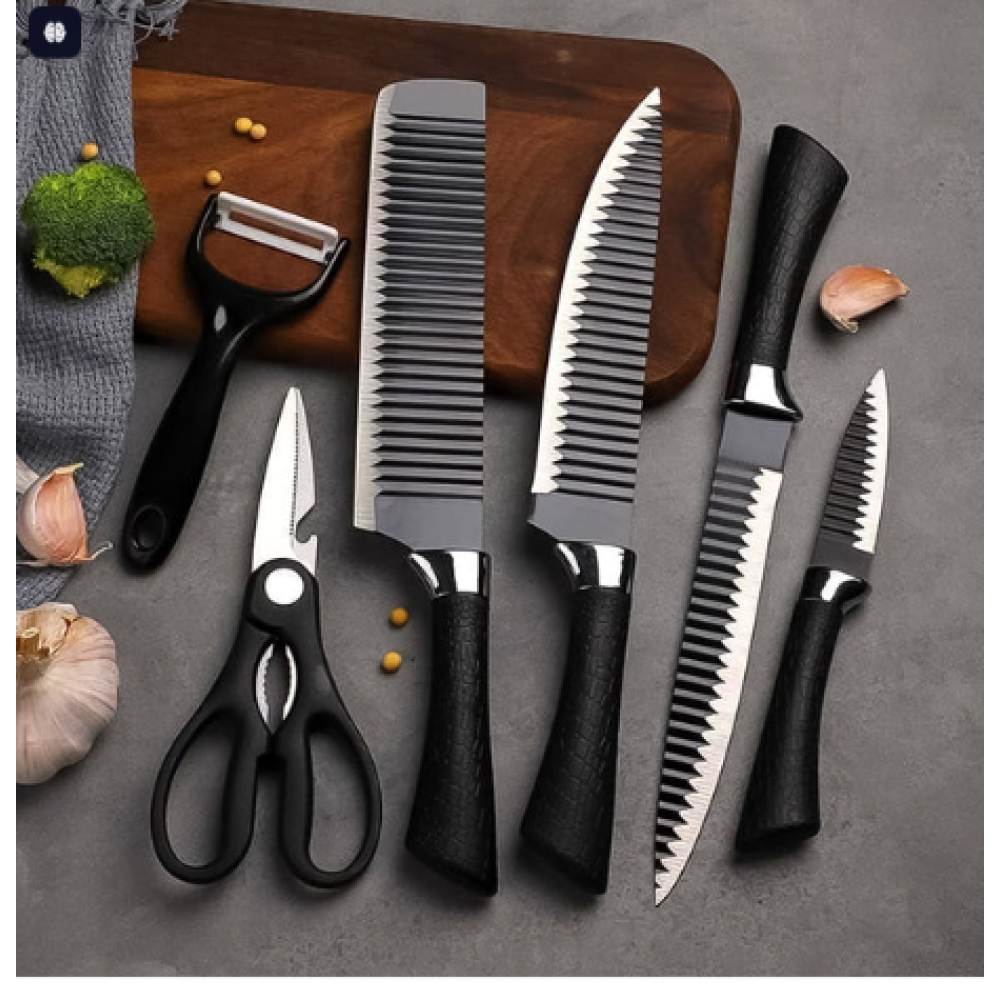 Stainless Steel Knife Set With Chef Peeler And Scissor (6 Pieces)
