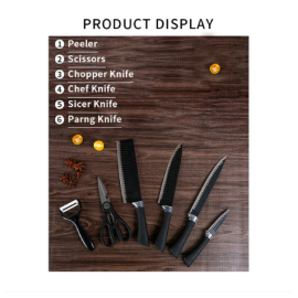 Stainless Steel Knife Set With Chef Peeler And Scissor (6 Pieces)