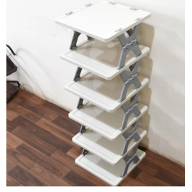 Smart Shoe Rack with 6 Layer Shoes Stand Multifunctional Entryway Foldable & Collapsible Door Shoe Rack Free Standing Heavy Duty Plastic Shoe Shelf Storage Organizer Narrow Footwear Home (Mix Color)